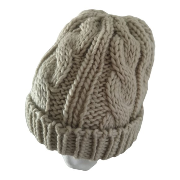 Handmade Knitted Toque Beanie Winter Hat Unisex Men Women Gift Cream - Picture 4 of 6